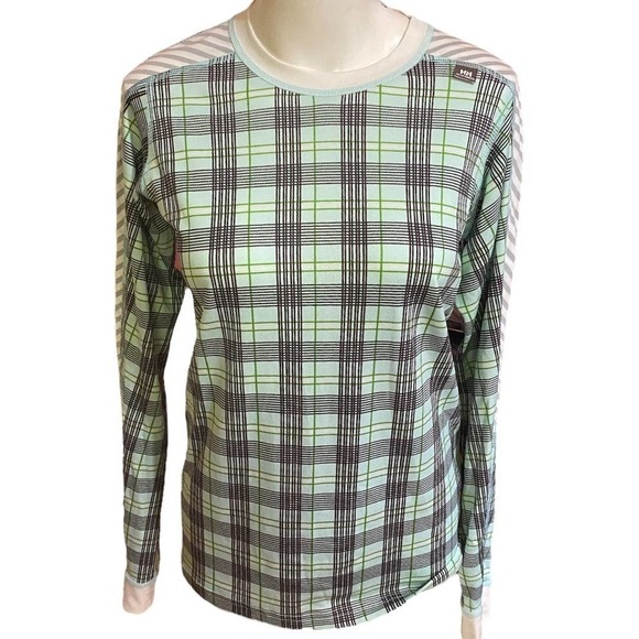 Helly Hansen Long Sleeve Plaid Base Layer | Women's Stay Dry Tech Large - Picture 1 of 5